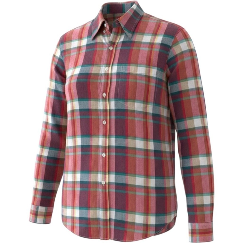 Brooks Brothers Sz L Red Fleece Plaid Button Down Shirt Chest Pocket